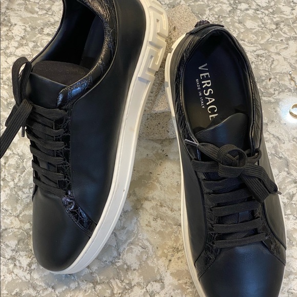versace black leather sneakers